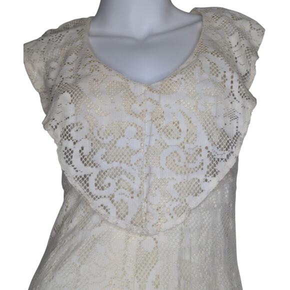 Vintage 1960s Lace Maxi Dress Gown‎ XS Romantic Cottagecore Boho Bridal Retro - Picture 3 of 6